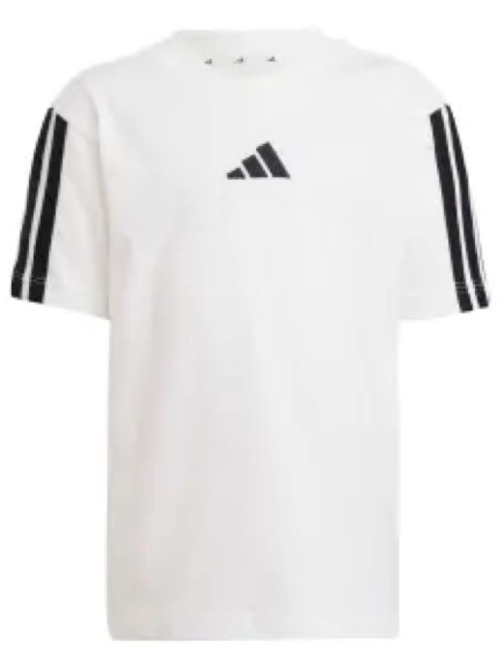 NWT adidas White Tee with Black Logo and Sleeve Stripes
